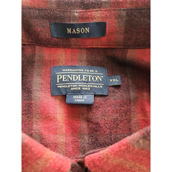 Two Pendleton Mason Plaid Long Sleeve Flannel Button-Up Shirts XXL Cotton - Picture 5 of 13